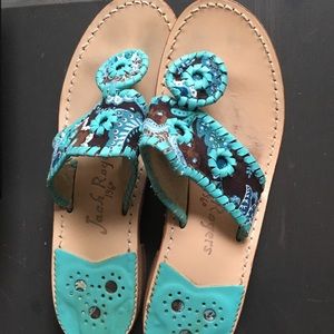 Jack Roger Sandals Turquoise & Brown Size 7